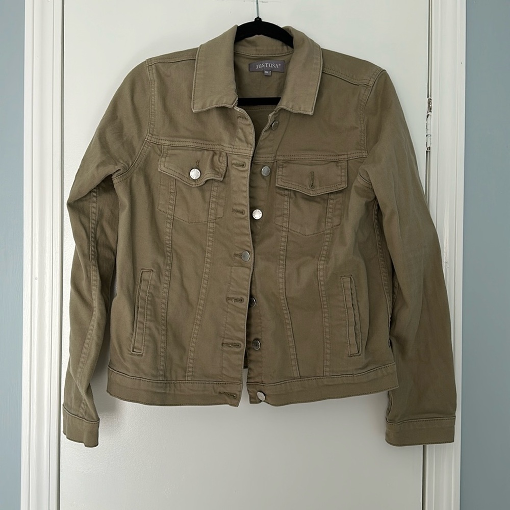 JUST USA| OLIVE GREEN WOMEN’S LOULA DENIM JACKET| SIZE XL